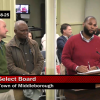 From left: Bridgewater's water Superintendent William Young, public works Director Azu Etoniru and Town Manager Justin Casanova-Davis speak at the Middleboro Select Board meeting Monday, Dec. 8. Photo source: MCCAM