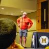 Middleboro Sachems head football coach Pat Kingman speaks to his team and the School Committee at the Oct. 8 meeting. Photo by Christian Uva
